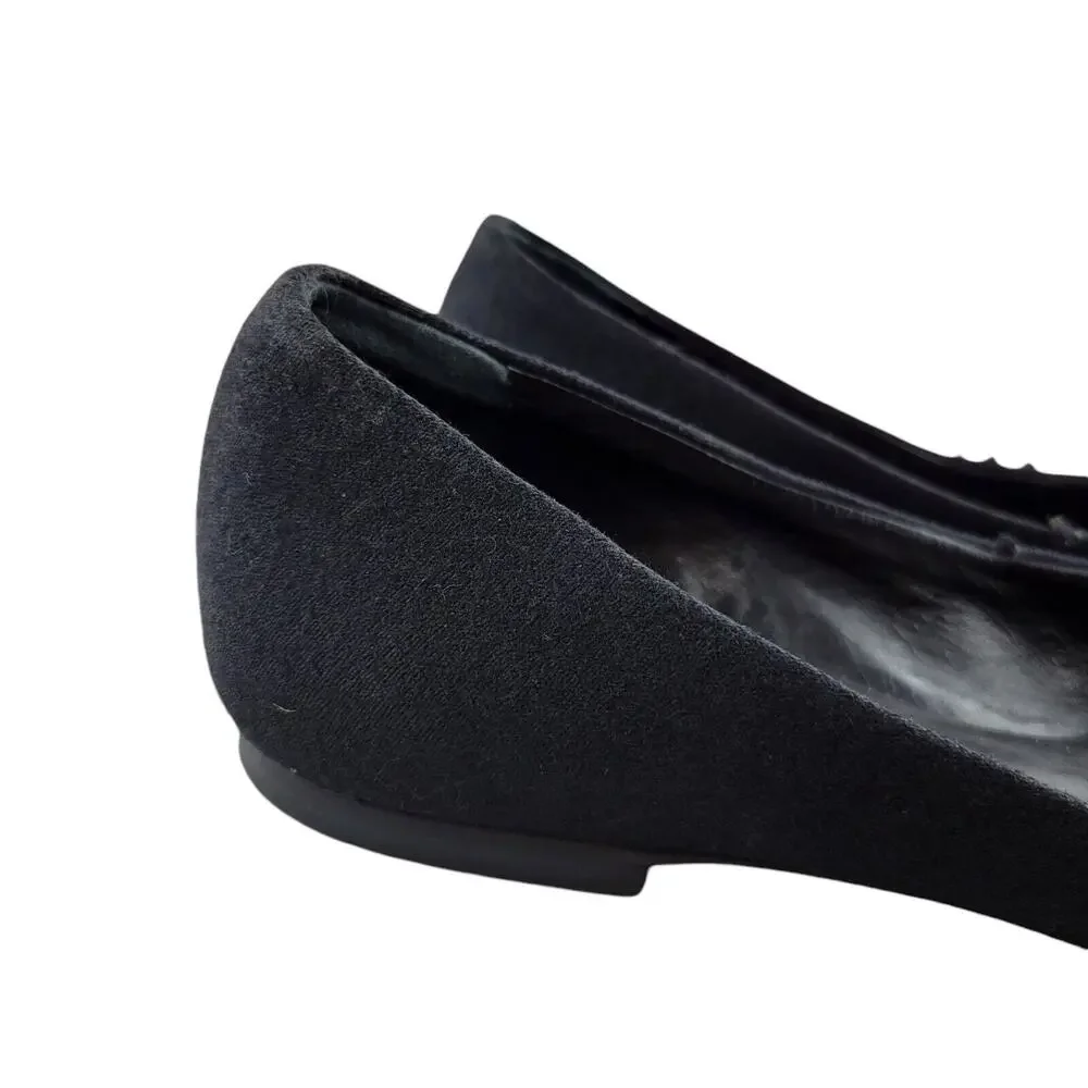 Tory Burch Ballet Flats Womens 7‎ Black Fabric Crochet Large Jewel Detail Preppy